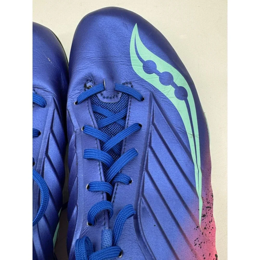 Saucony Women's Spitfire 5 Running Spikes Performance Shoes Size 9.5 Blue Pink - Picture 7 of 15